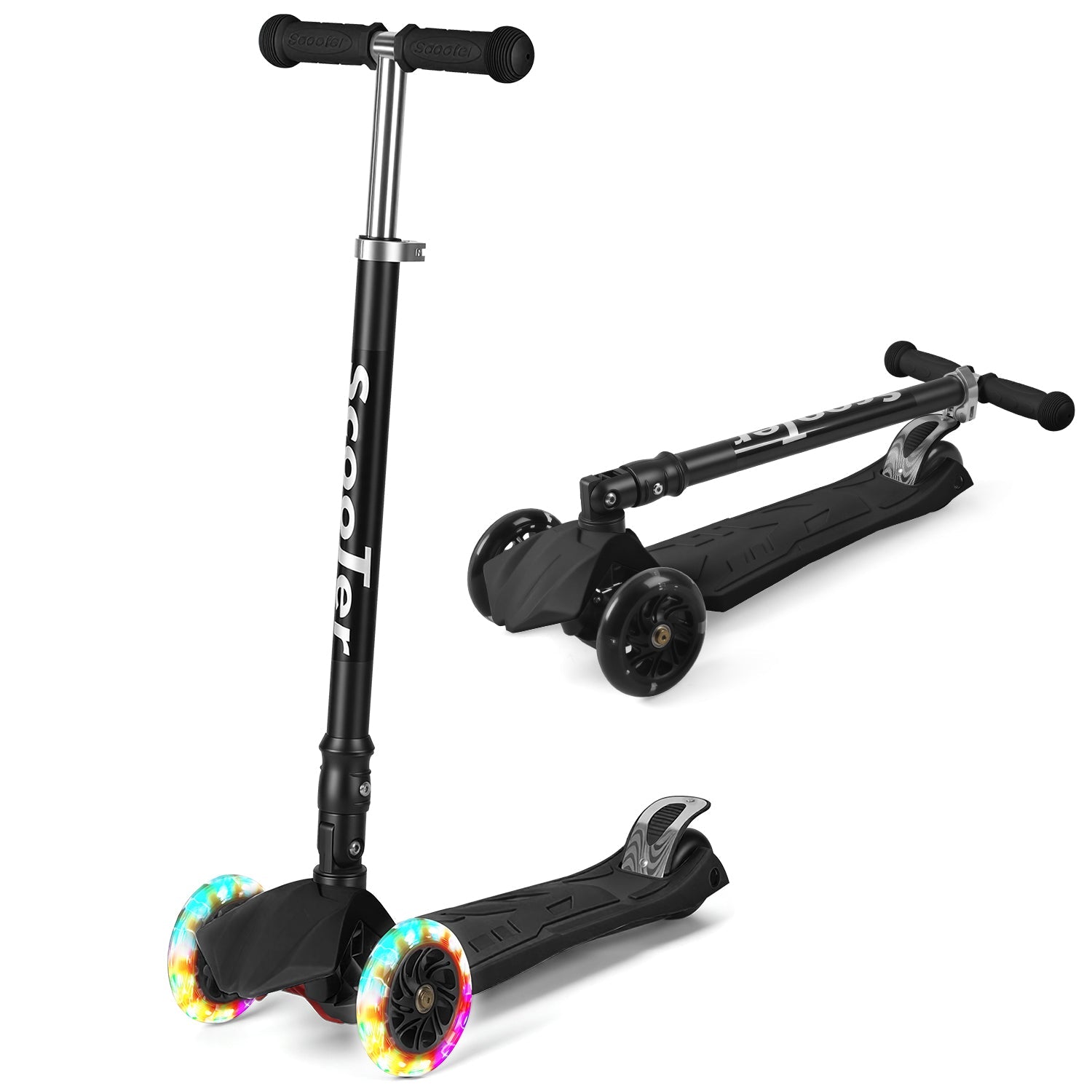 Lospitch Kinderroller Klappbar mit LED Rädern Höhenverstellbar 65 bis 82 cm