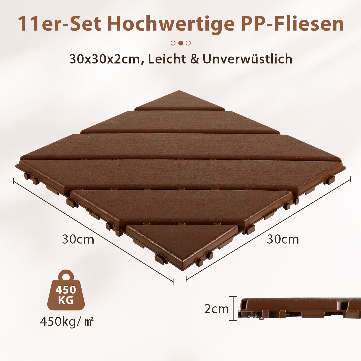 Lospitch PP Terrassenfliesen 30 x 30 cm