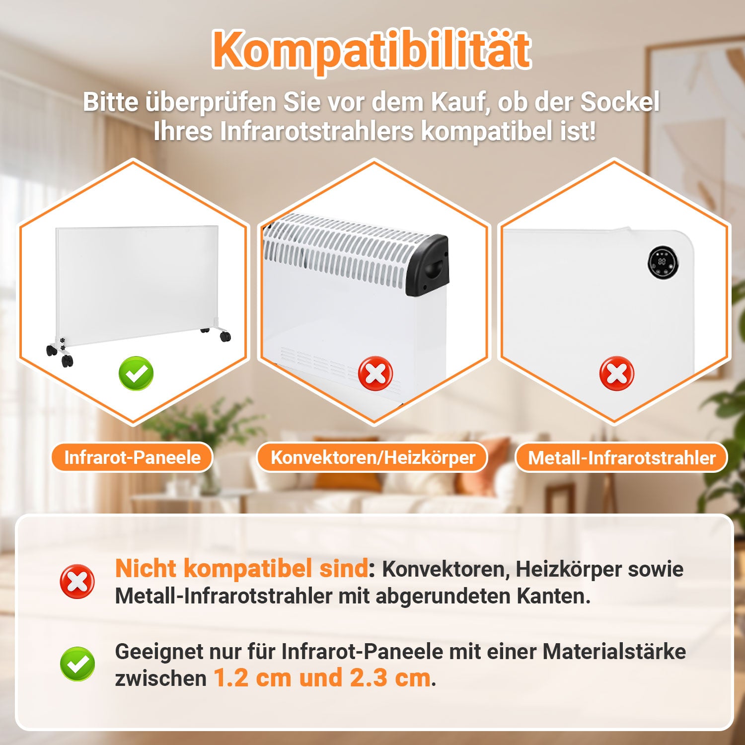 Lospitch Standfüße 2er Set für Infrarotheizung mit 360° Rollen und Feststellbremse
