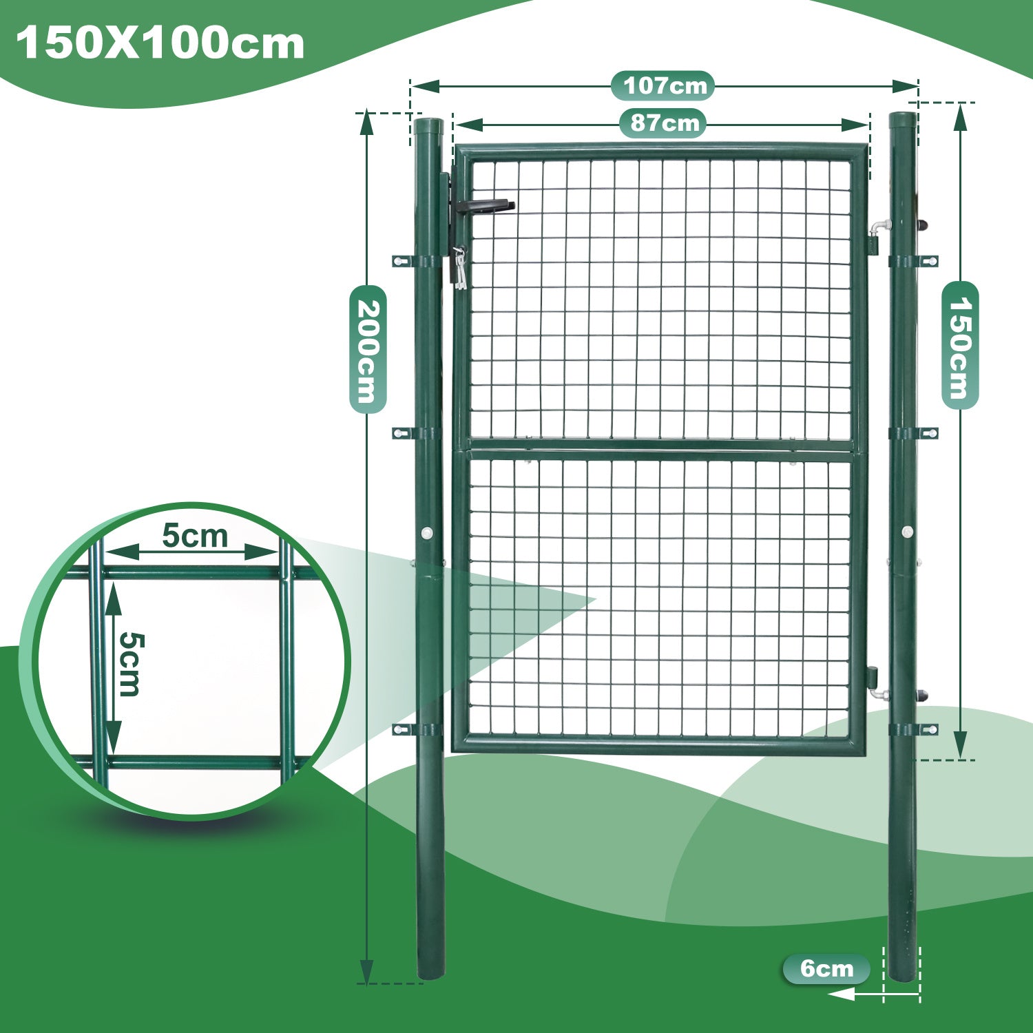 Lospitch Metall Gartentor für Gartenzaun