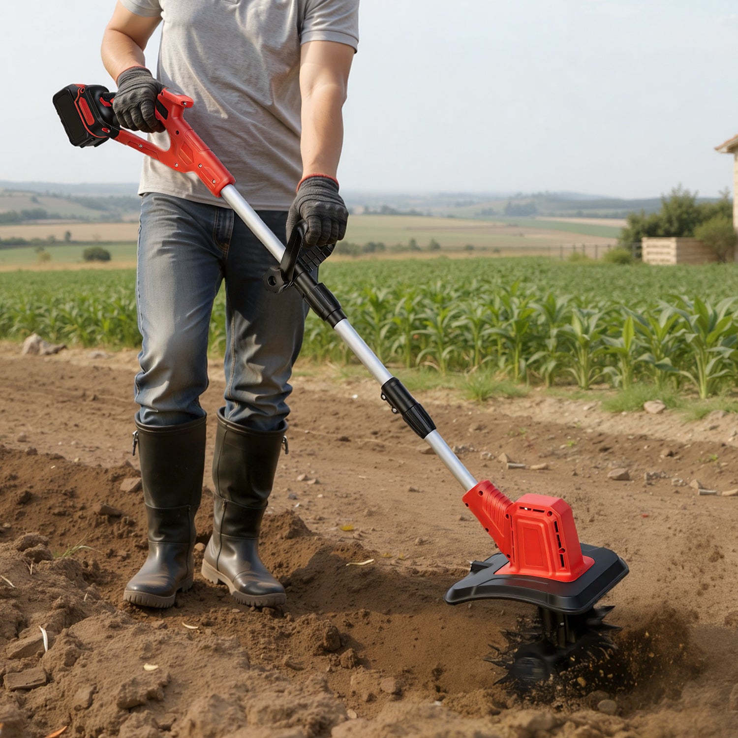 Lospitch Akku Gartenfräse 400 W für Gemüsebeete