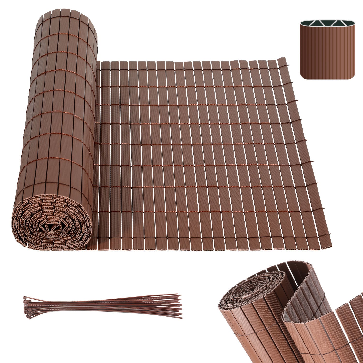 Lospitch PVC Sichtschutzmatte für Gartenzaun mit Kabelbindern wetterfest