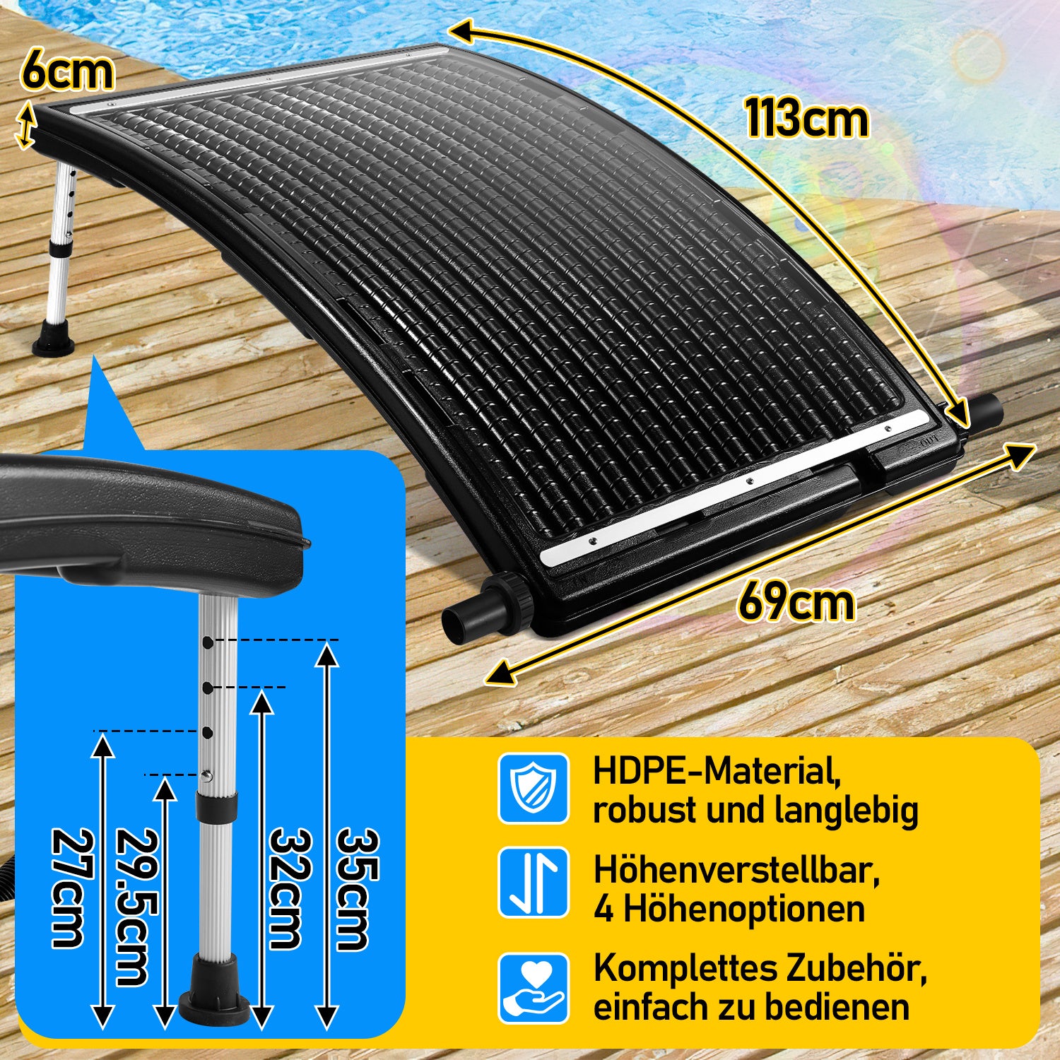 Lospitch Solar Poolheizung 113 x 65 cm