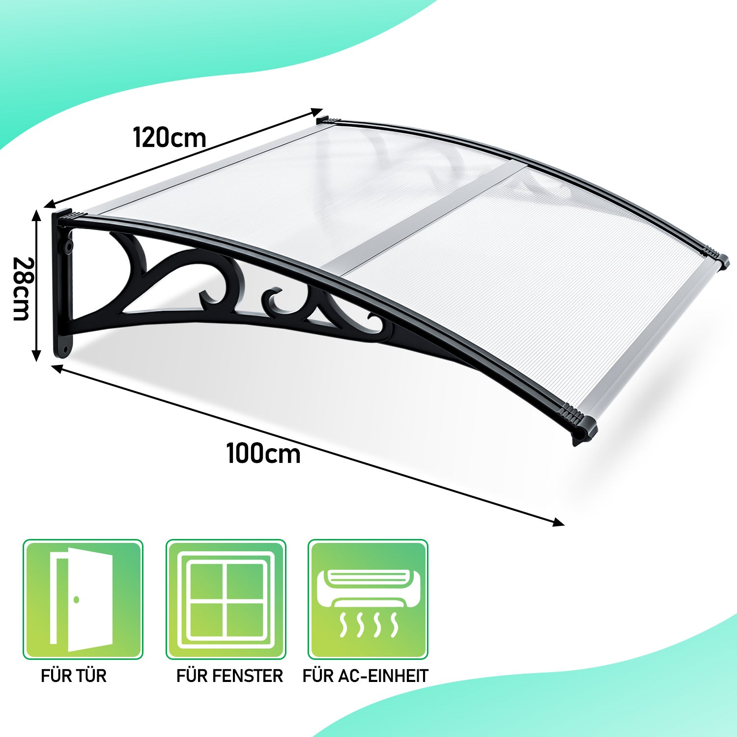 Lospitch Haustürvordach aus Polycarbonat für Außenbereich