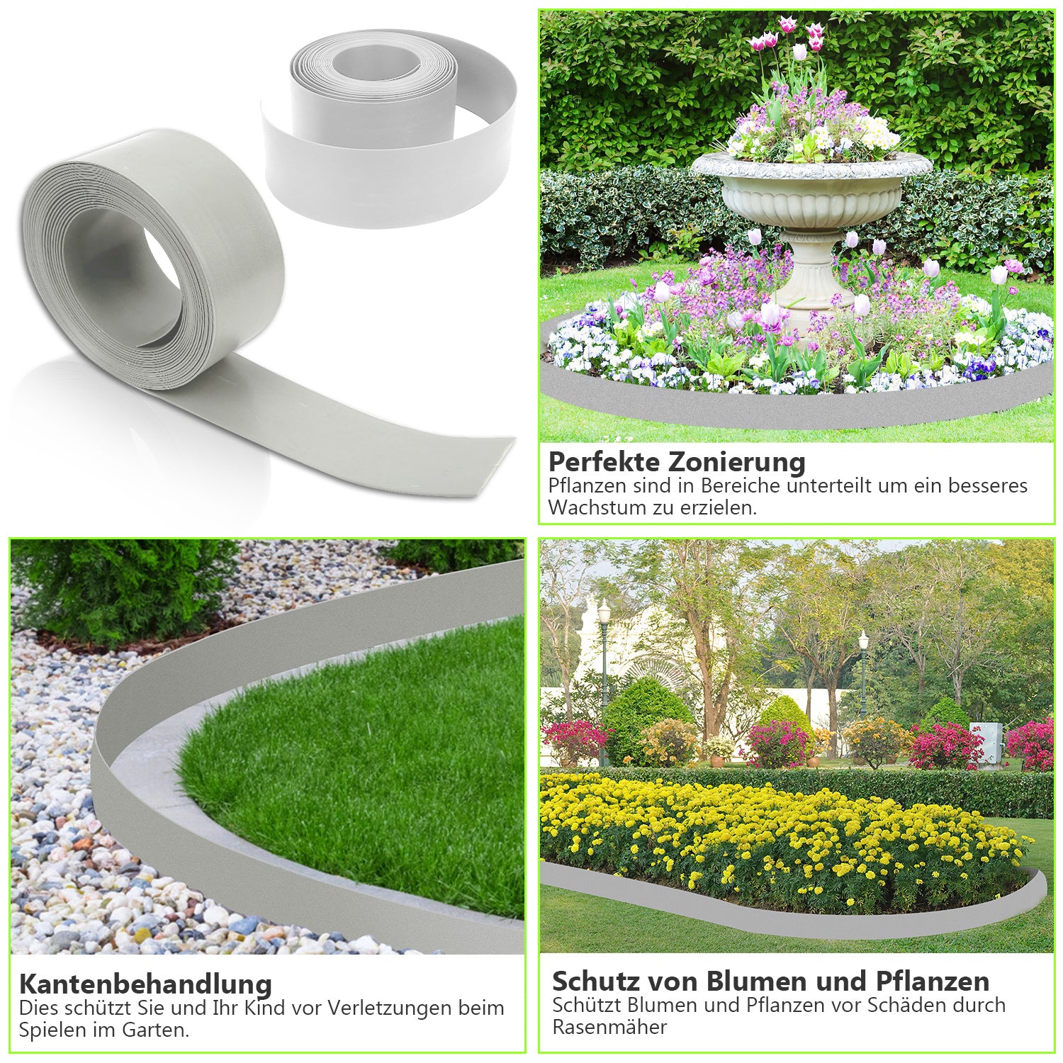 Lospitch Kunststoff Rasenkante 10–50 m für Rasen und Beete