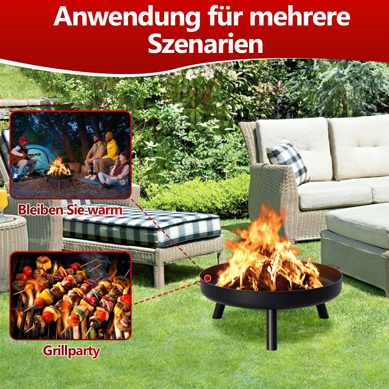 Lospitch Feuerschale 82 5 cm für Garten Terrasse