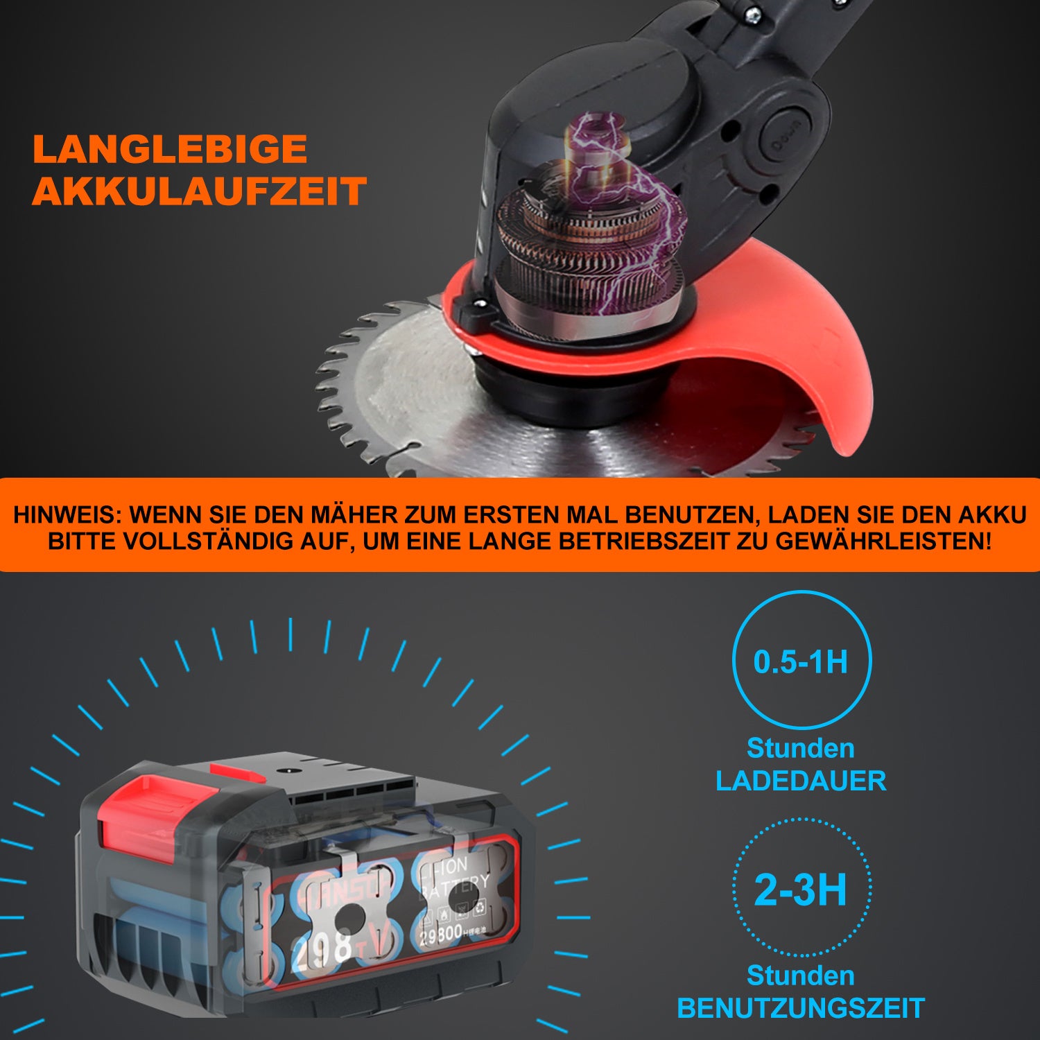 Lospitch Akku Rasentrimmer 2 in 1 mit 2 Akkus