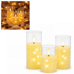 Lospitch LED Kerzen 3er/5er Set mit Fernbedienung Timer und Lichterkette