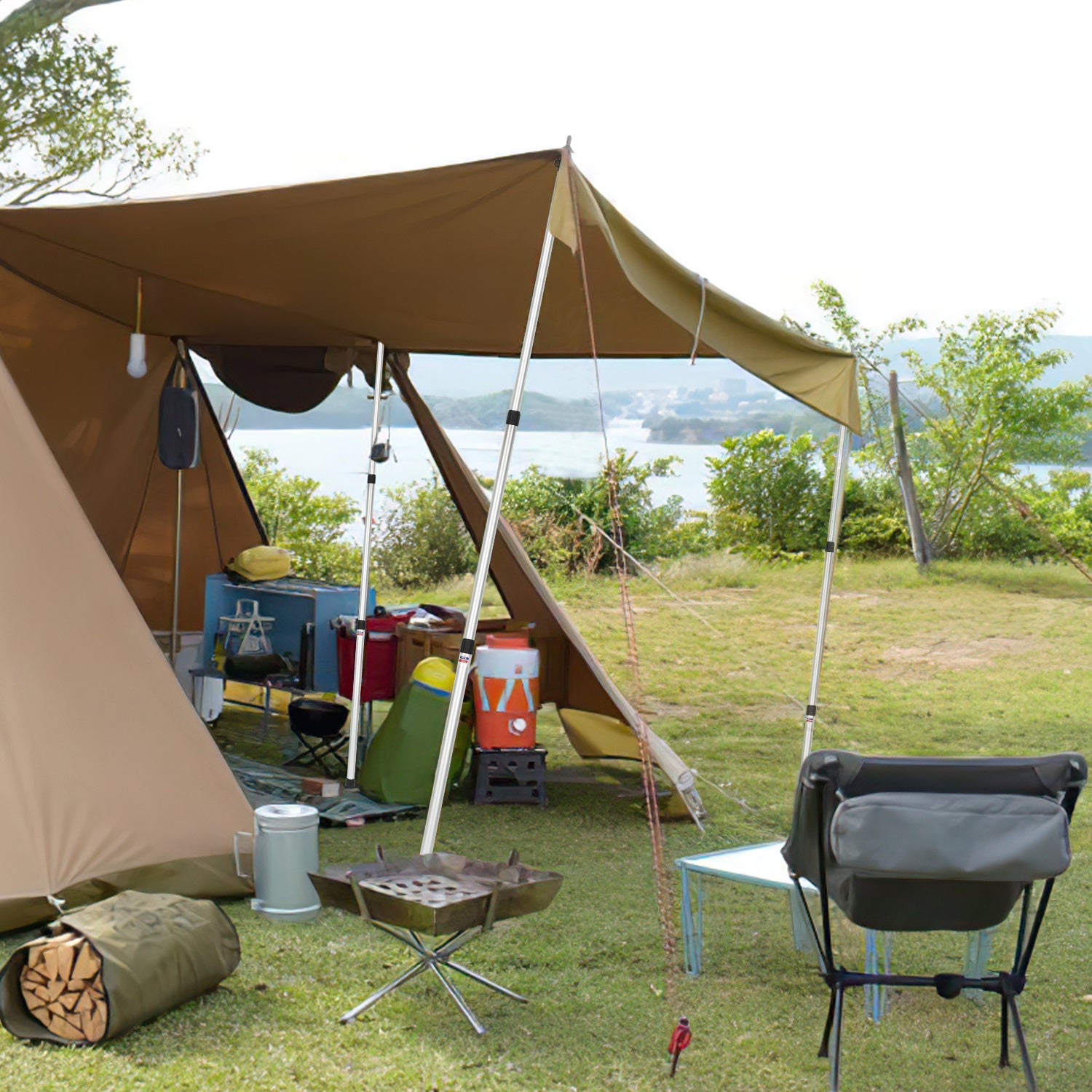 Lospitch Aluminium Zeltstangen verstellbar für Plane und Camping