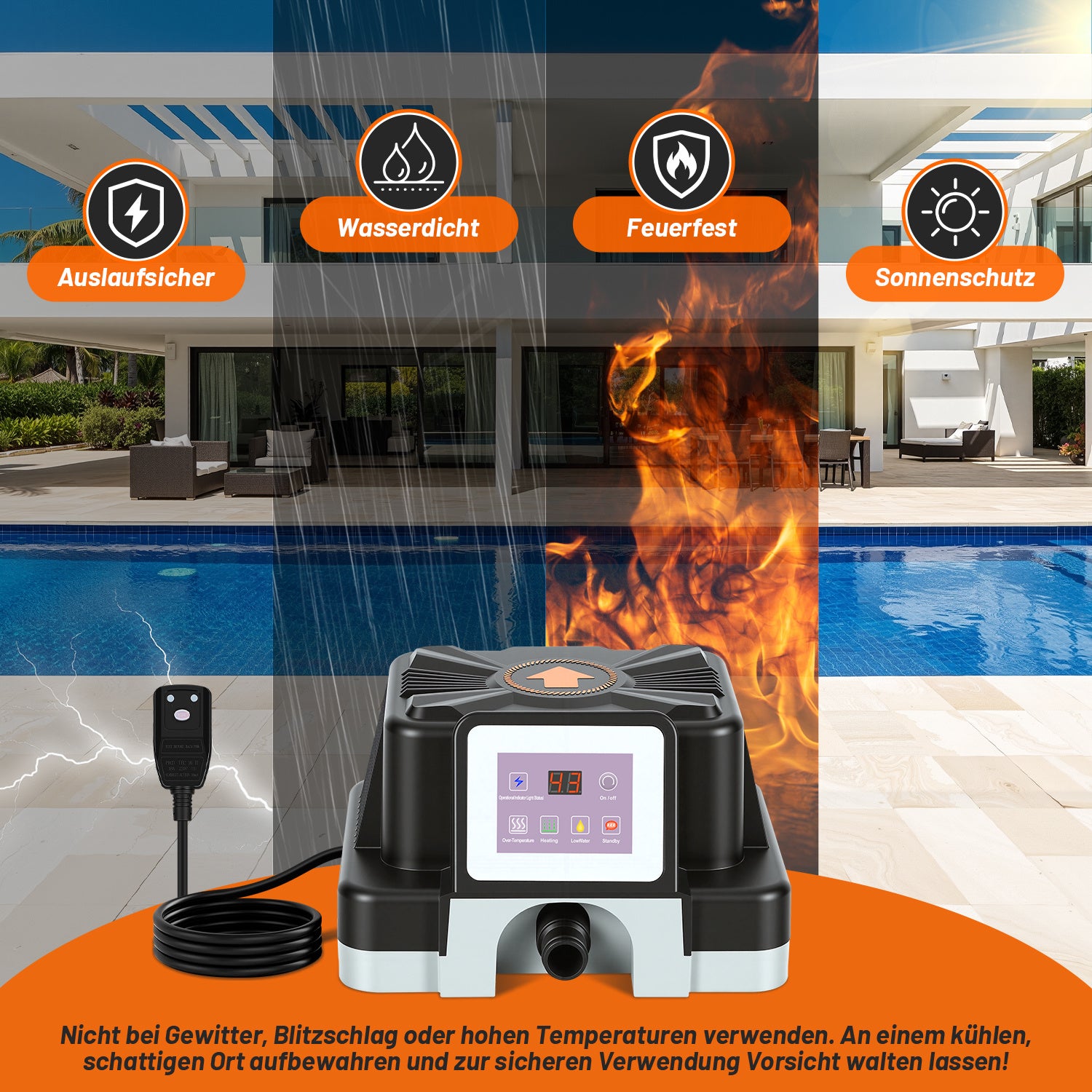 Lospitch Elektrische Poolheizung 3 kW