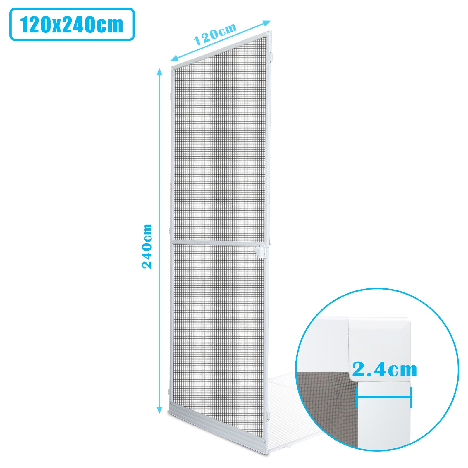 Lospitch Insektenschutztür für Terrasse Aluminiumrahmen weiß 120x210 cm
