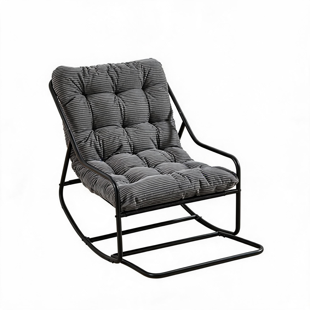 Lospitch Relax Schaukelstuhl mit dickem Polster und Metallgestell