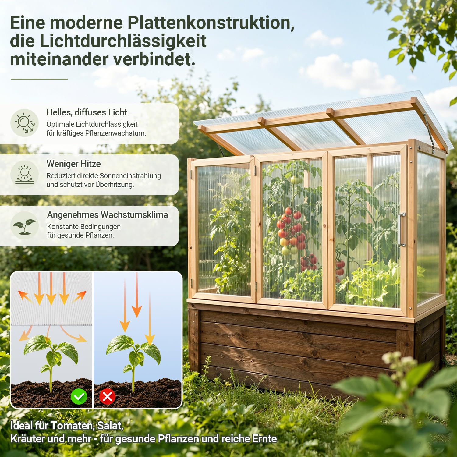 Lospitch Polycarbonat Hohlkammerplatten 60.5 x 121 cm 5 Stück für Gewächshaus und Gartenbau
