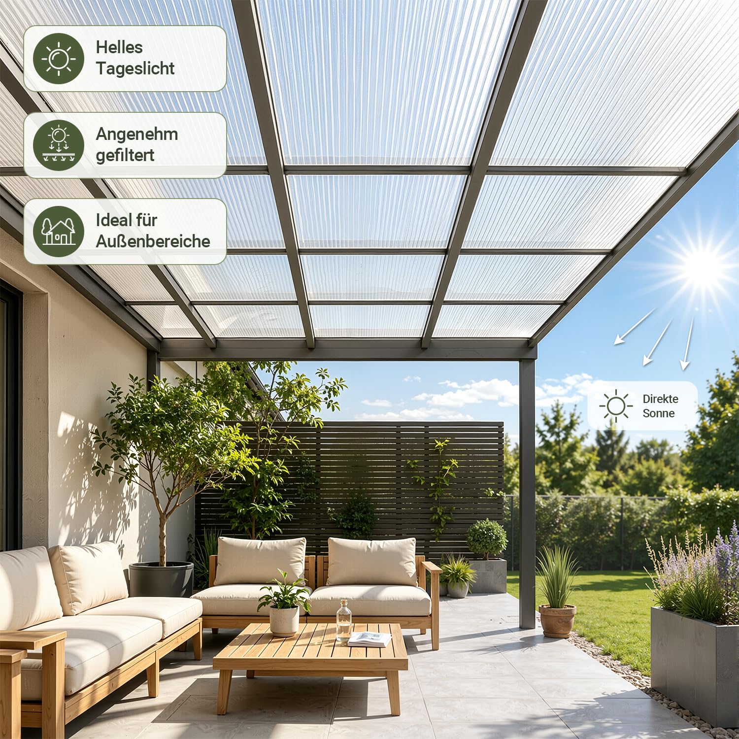 Lospitch Polycarbonat Hohlkammerplatten 60.5 x 121 cm 5 Stück für Gewächshaus und Gartenbau